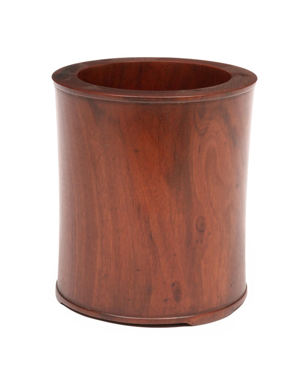 Appraisal: Chinese Hardwood Brush Pot slightly waisted cylindrical body three small