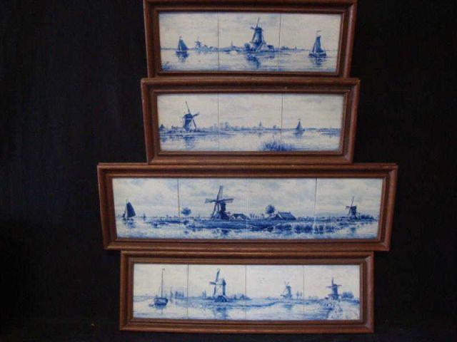 Appraisal: Framed Panoramic Delft Tiled Scenes of Classic Dutch Landscapes tiles