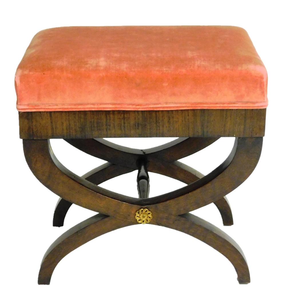 Appraisal: Stool th C Klismos style base with rosewood veneer and