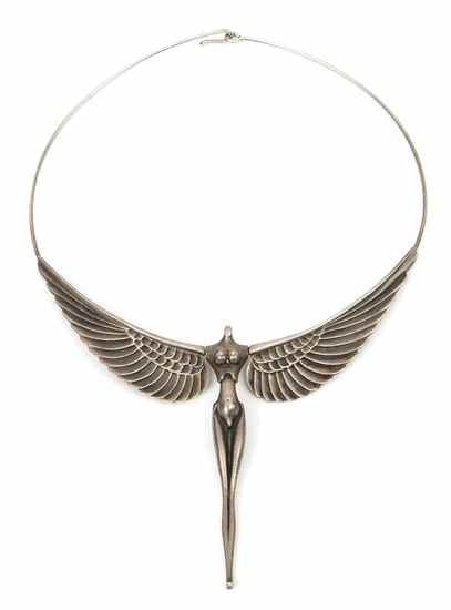 Appraisal: Paul Wunderlich - Nike-Collier sterling silver articulated pendant with shephard's