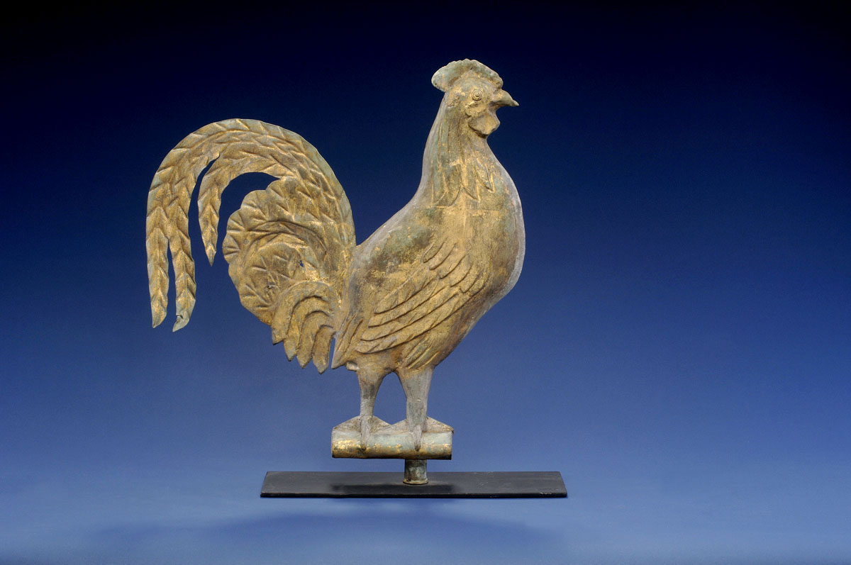 Appraisal: A L JEWELL CO ROOSTER WEATHERVANE WITH GILDED SURFACE With