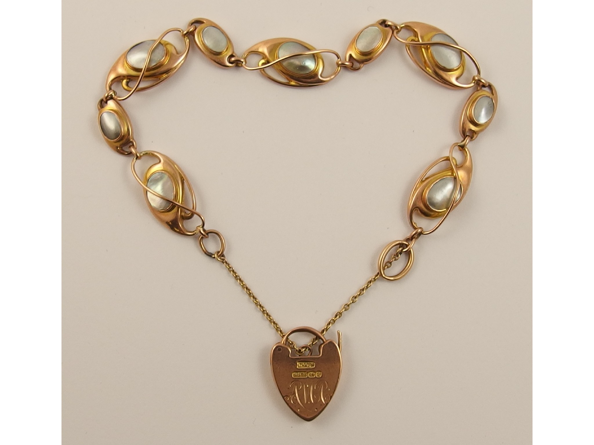 Appraisal: A ct Art Nouveau braceletthe rose gold units are of