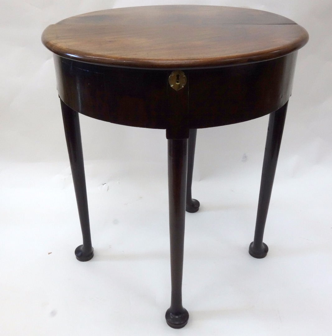 Appraisal: A small mid th century mahogany demi lune tea table