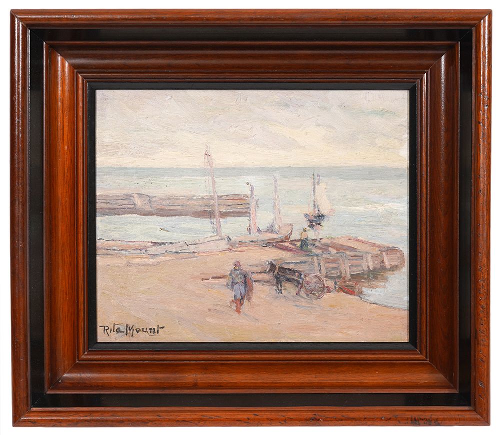 Appraisal: Rita Mount 'The Docks' Oil Painting Rita Mount Canada -