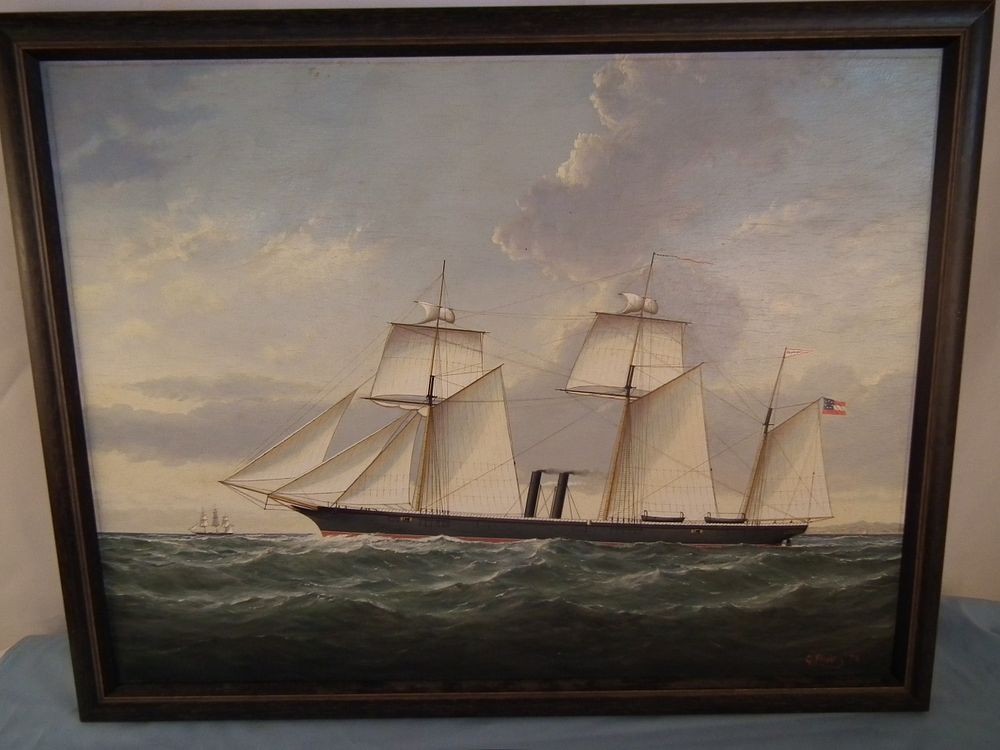 Appraisal: GRAHAM FLIGHT PAINTING OF FLORIDA SHIP Fine vintage oil portrait