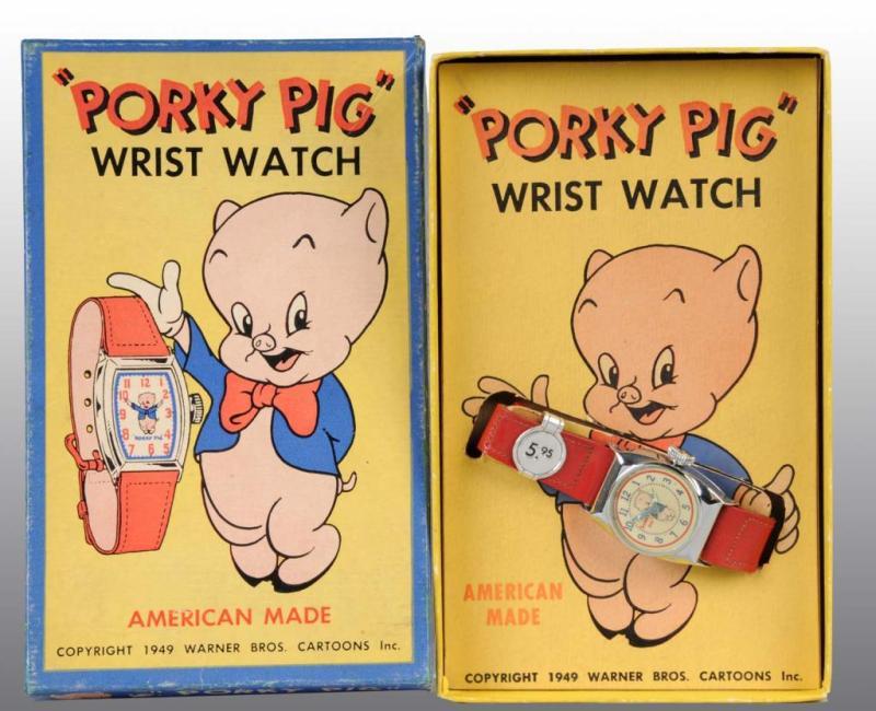 Appraisal: Disney Porky Pig Wrist Watch in Original Box Description Made