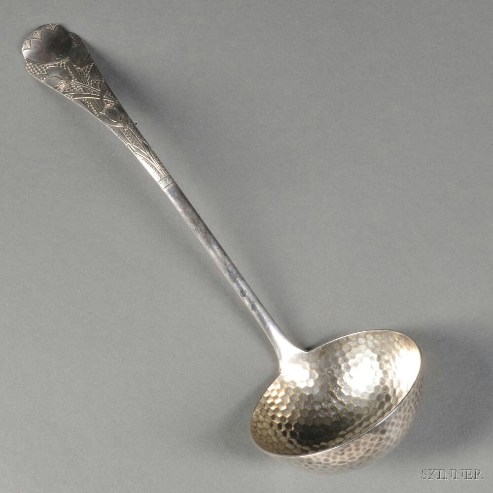 Appraisal: Wood Hughes Coin Silver Punch Ladle New York - with