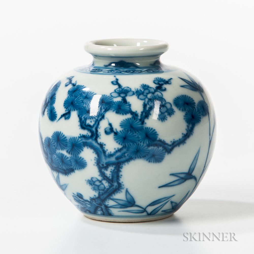 Appraisal: Blue and White Jarlet Blue and White Jarlet China globular