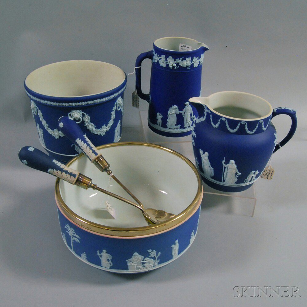 Appraisal: Six Wedgwood Dark Blue Jasper Items th and th century