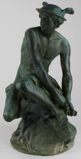 Appraisal: after Jean-Baptiste Pigalle - bronze sculpture Mercury Affixing His Sandals