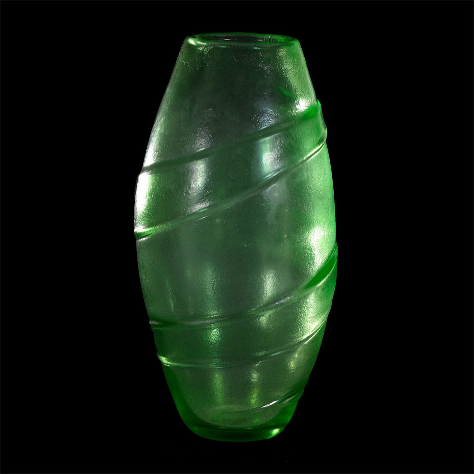 Appraisal: Venini Corroso Green Glass Vase Carlo Scarpa s acid-stamped venini