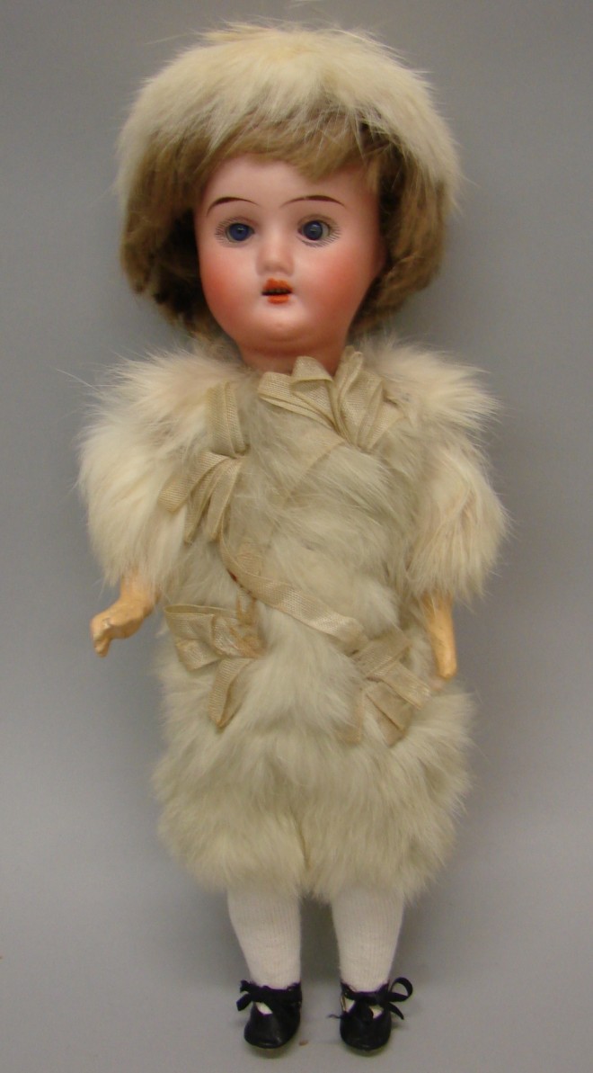 Appraisal: Doll with blue sleep eyes open mouth original tosca mohair