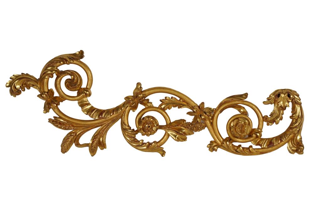 Appraisal: ITALIAN CARVED GILTWOOD APPLIQUEwith three metal hooks to verso Condition