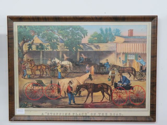 Appraisal: Griesedieck Western Brewing Co Lithograph A Stopping Place on the