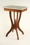 Appraisal: LAMP STAND - th C Eastlake marble top walnut lamp