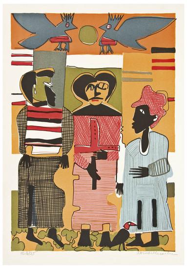 Appraisal: Romare Bearden - Firebirds G R Lithograph printed in colors