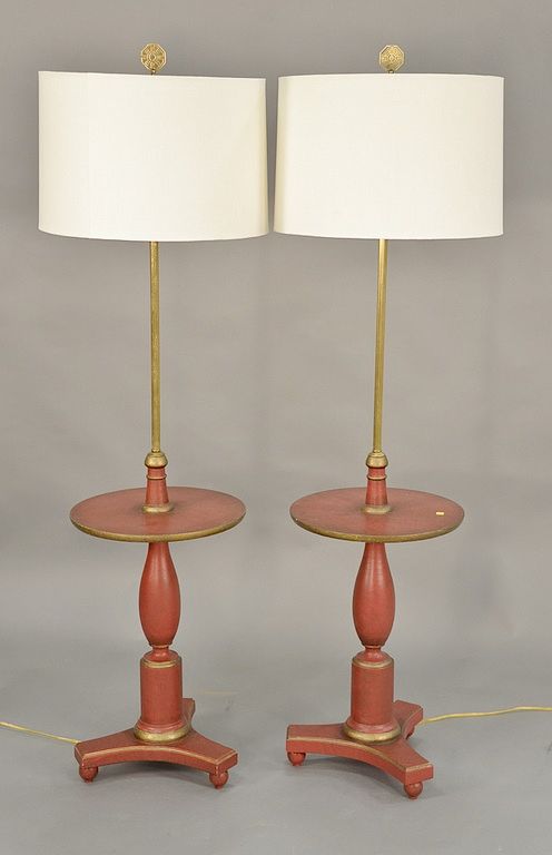 Appraisal: Pair of painted wood and brass decorative floor lamps ht