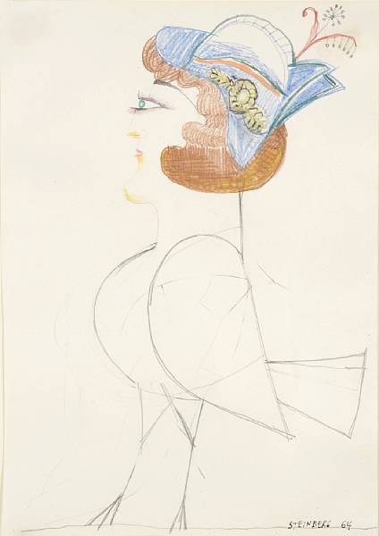 Appraisal: Saul Steinberg American - Untitled Lady Bird signed and dated