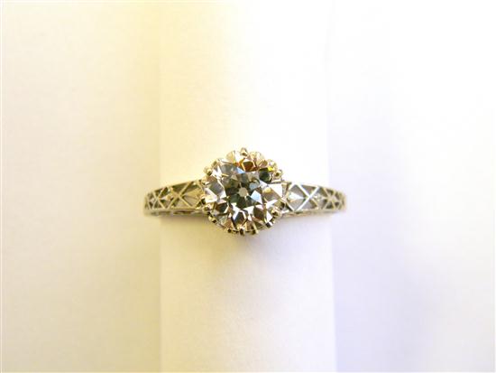 Appraisal: JEWLERY Platinum diamond engagement ring one Old European cut diamond