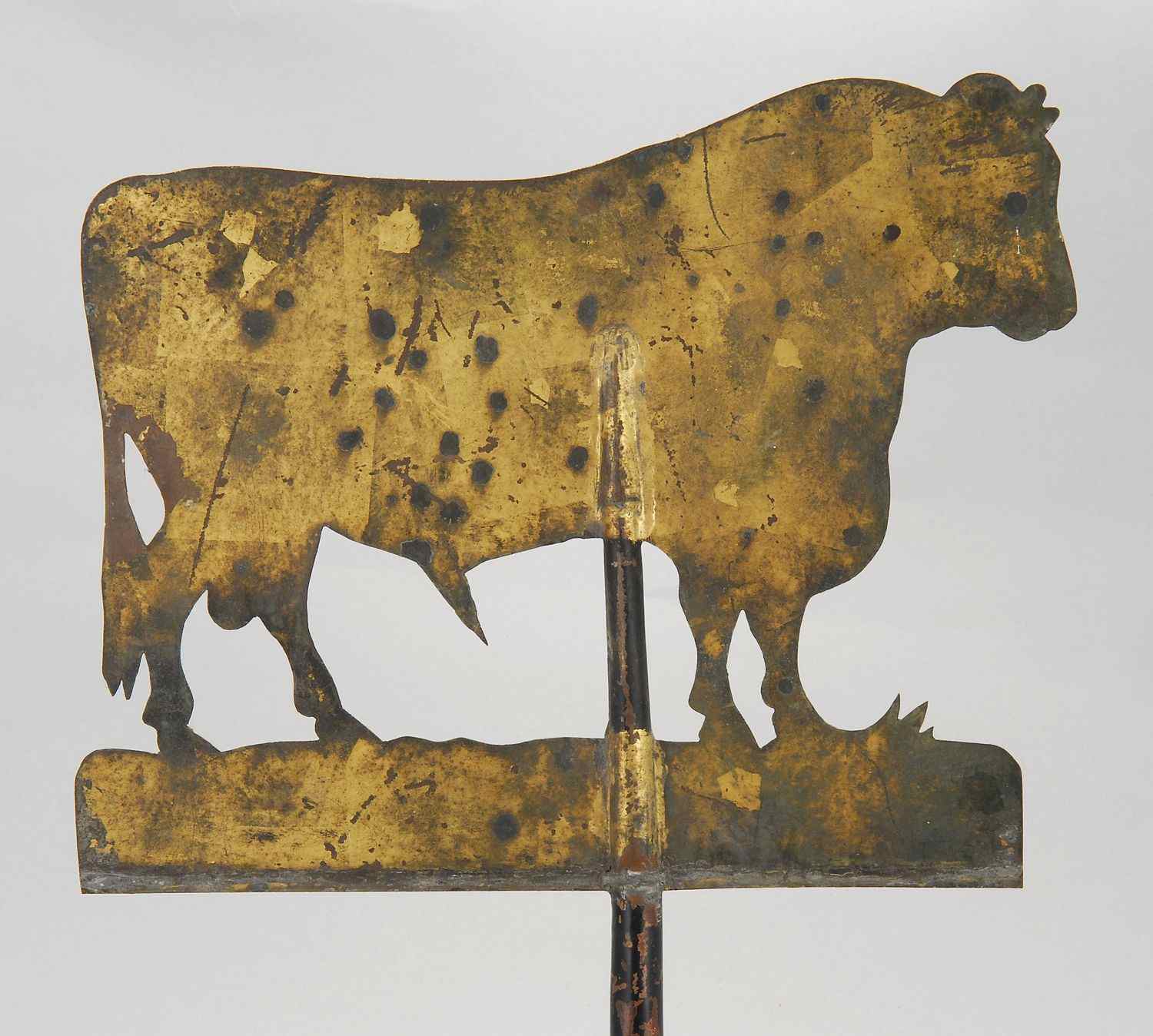 Appraisal: SHEET METAL COW-FORM WEATHER VANE th CenturyWith gold finish Well-worn