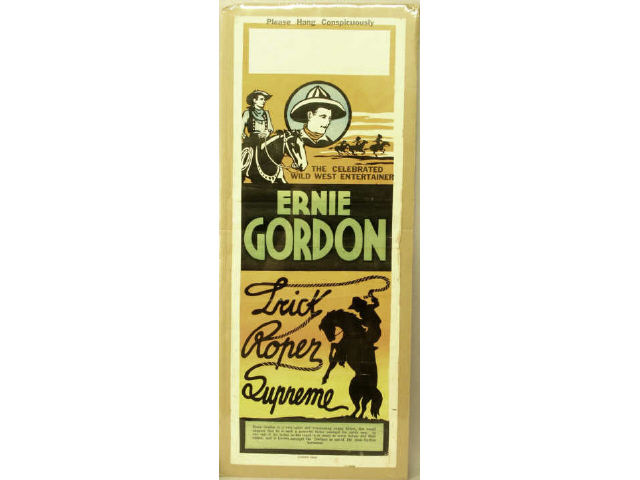 Appraisal: Original vertical poster promoting Ernie Gordon Trick-Roper Supreme from Melbourne