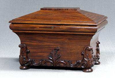 Appraisal: William IV mahogany cellaret finely carved temple form with hinged