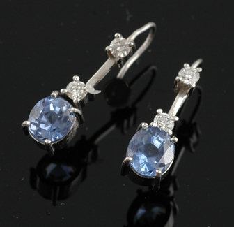 Appraisal: A pair of sapphire and diamond drop earrings Each having