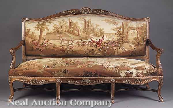 Appraisal: A Good Louis XV-Style Parcel Gilt Carved Walnut and Aubusson