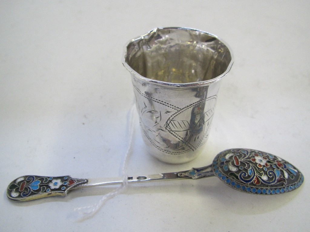 Appraisal: A lot comprising Russian silver vodka cup marked AB and