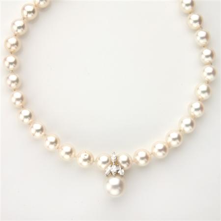 Appraisal: Cultured Pearl Necklace with Diamond Clasp and Detachable Cultured Pearl