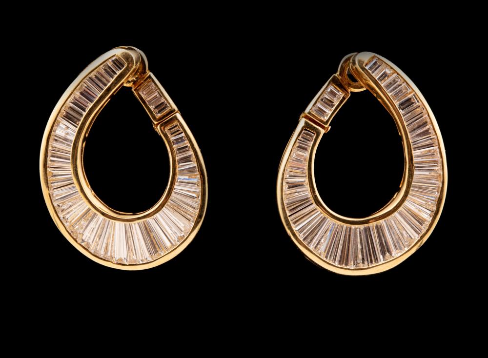 Appraisal: kt Yellow Gold and Diamond Earrings mounted with channel set