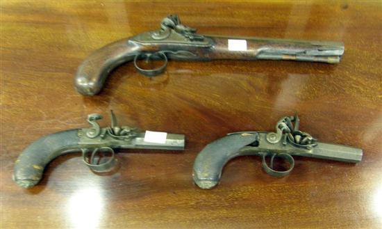 Appraisal: A FLINTLOCK PISTOL with a in octagonal barrel and a