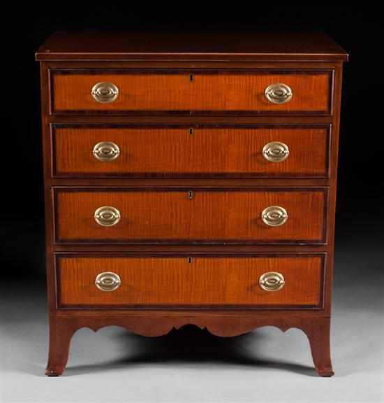 Appraisal: Federal mahogany and tiger maple inlaid chest of drawers New