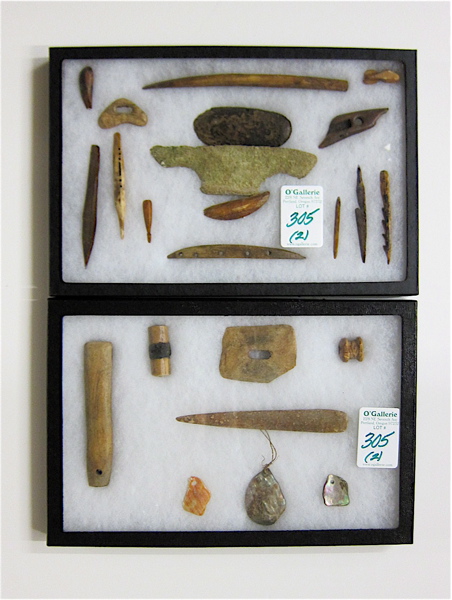 Appraisal: TWO CASES COLLECTIONS OF NATIVE AMERICAN INDIAN ARTIFACTS stone ivory