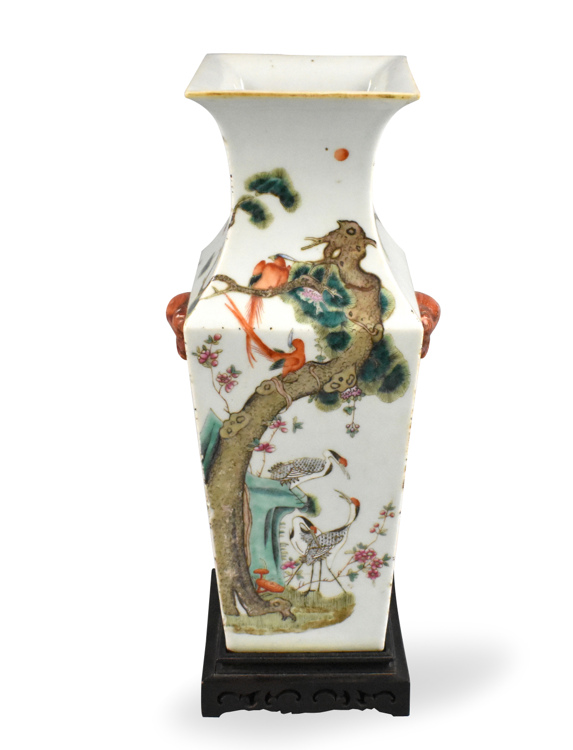 Appraisal: A Chinese famille rose square vase from a square base