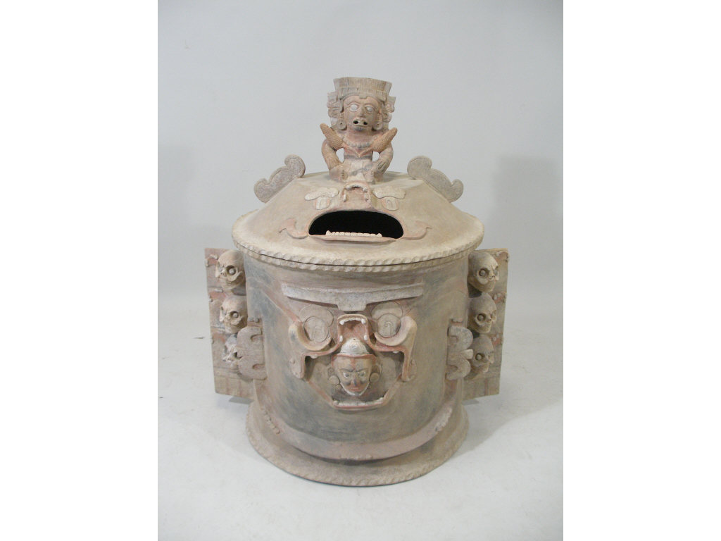 Appraisal: Fanciful Pre-Columbian Style Burial Urn a monumental decorative lidded vessel