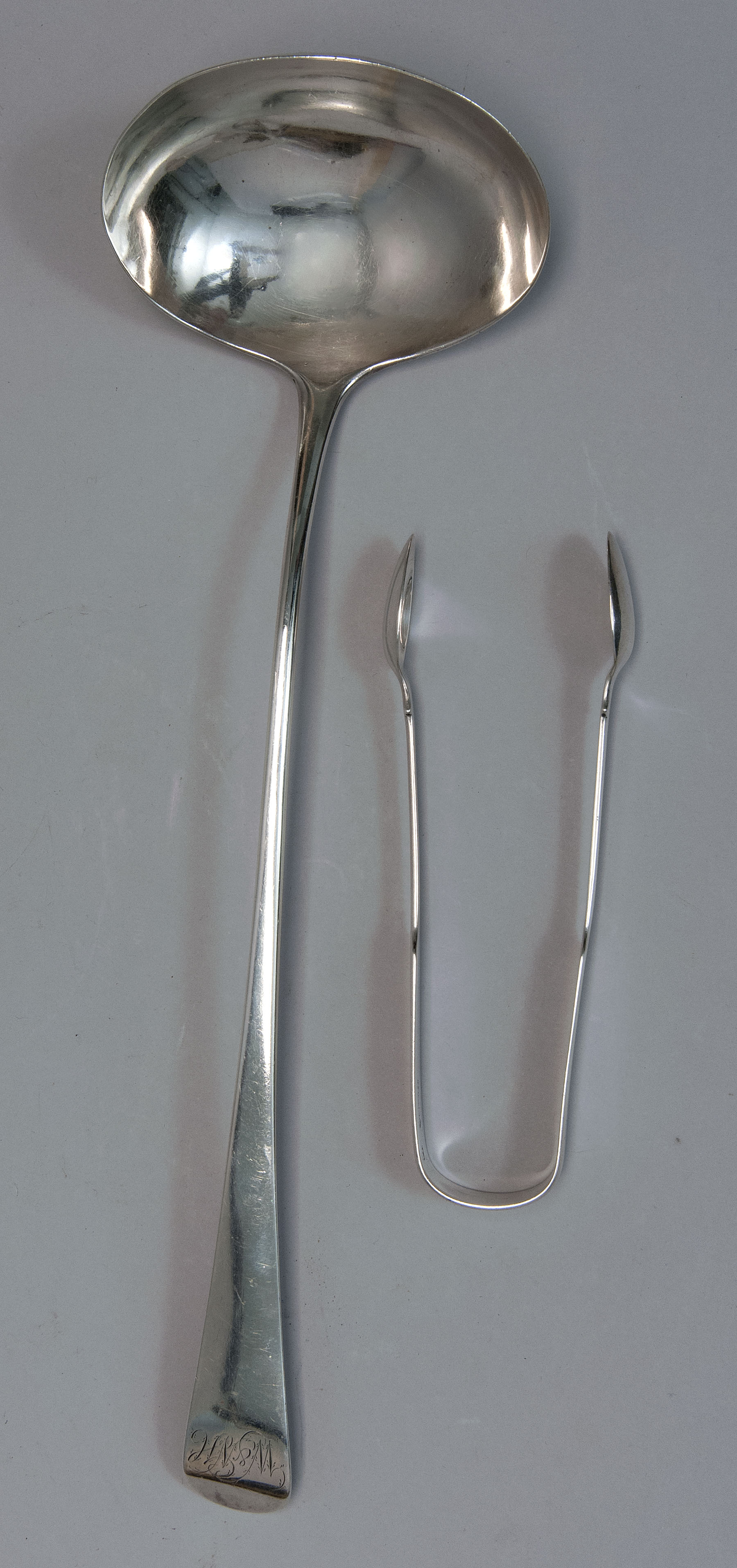 Appraisal: TWO PIECES OF ENGLISH STERLING SILVER FLATWARE George III soup