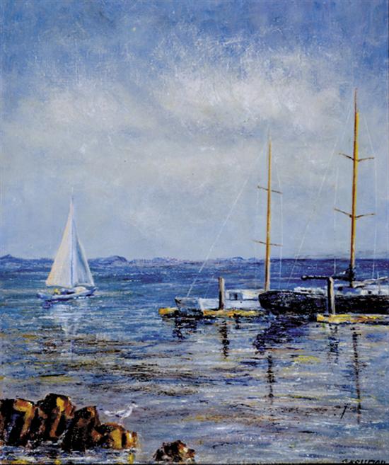 Appraisal: John Grossman California b A DAY OF SAILINGoil on canvas