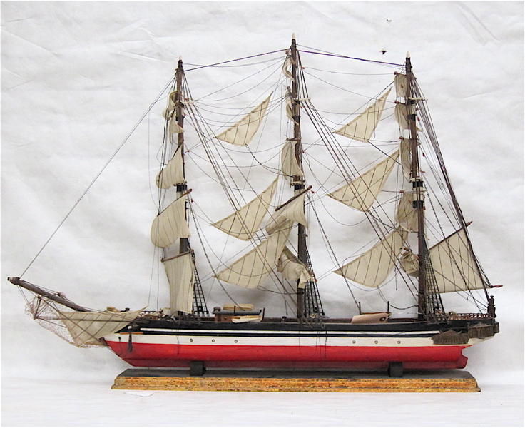 Appraisal: SQUARE RIGGER SAILING SHIP MODEL a three-masted full rigged ship