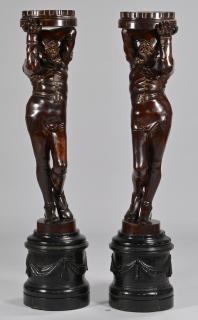 Appraisal: Pr Large European Carved Figural Pedestals Large pair of Continental