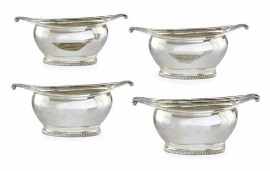 Appraisal: A SET OF FOUR STERLING SILVER SALT CELLARS MAKER'S MARK