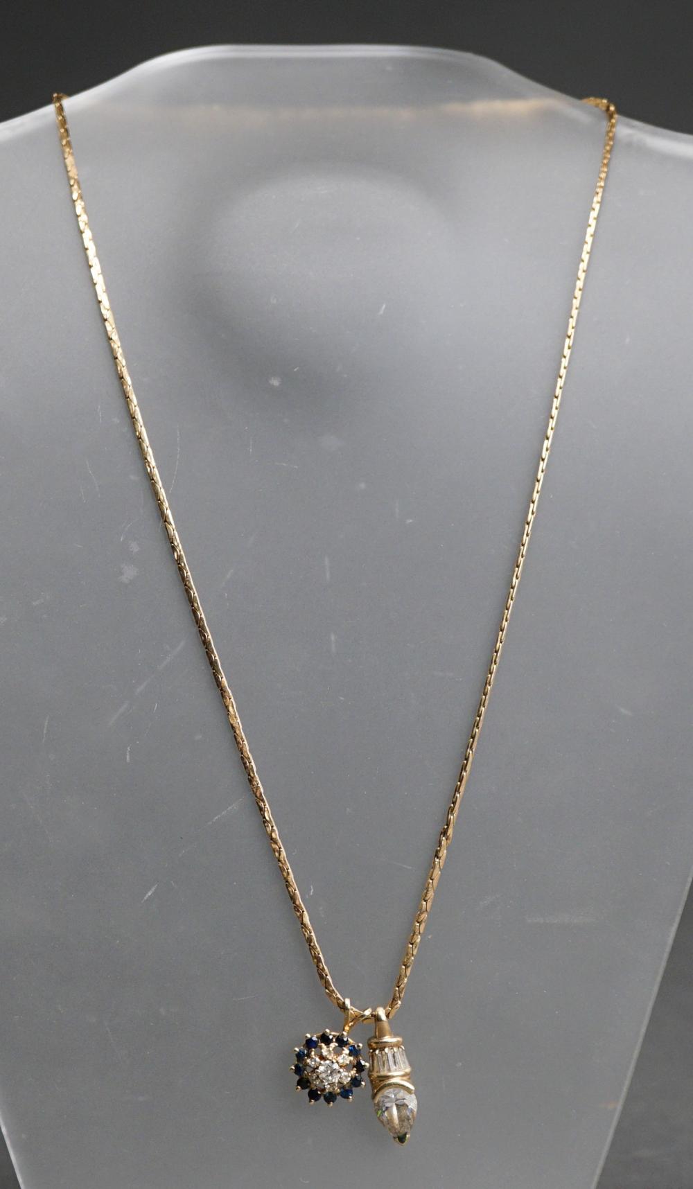 Appraisal: -Karat Yellow-Gold Flat Chain Necklace with a -Karat Gold Diamond