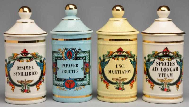 Appraisal: Lot of Porcelain Apothecary Display Jars Description Circa to Four