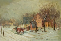 Appraisal: Gyorgy Nemeth Hungarian b Winter farm scene Oil on board