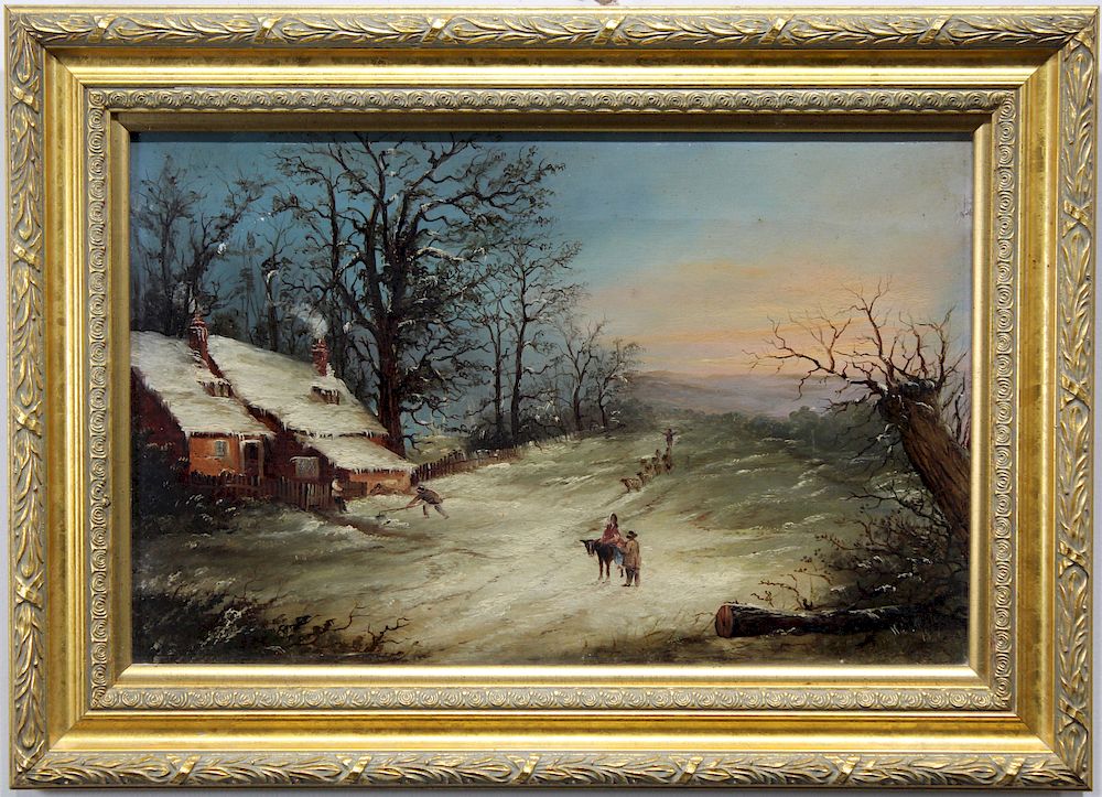 Appraisal: Signed European School th C Winter Landscape Signed European School