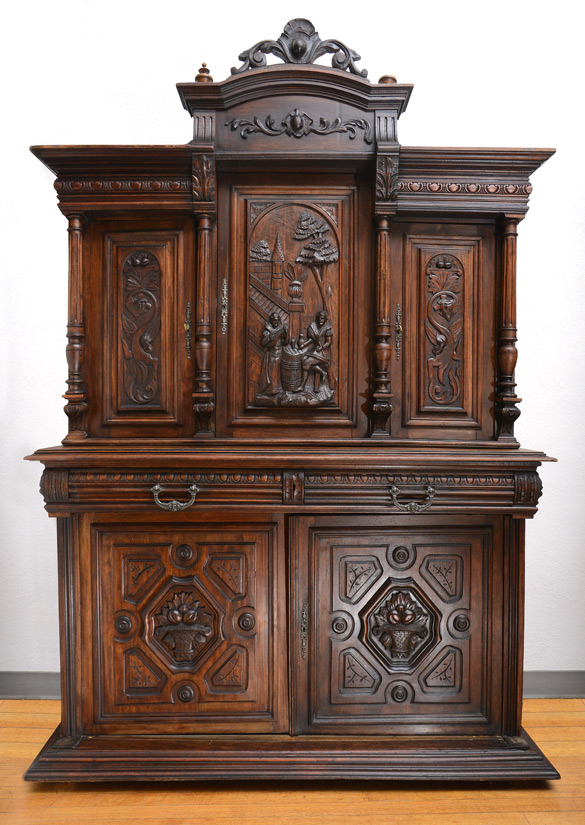 Appraisal: RENAISSANCE REVIVAL CARVED CABINET Top section with carved crest over