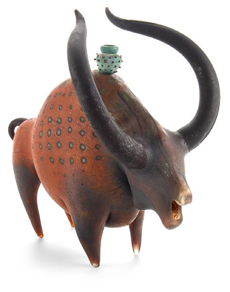 Appraisal: William Billy Morris American born Etruscan Bull blown glass inscribed