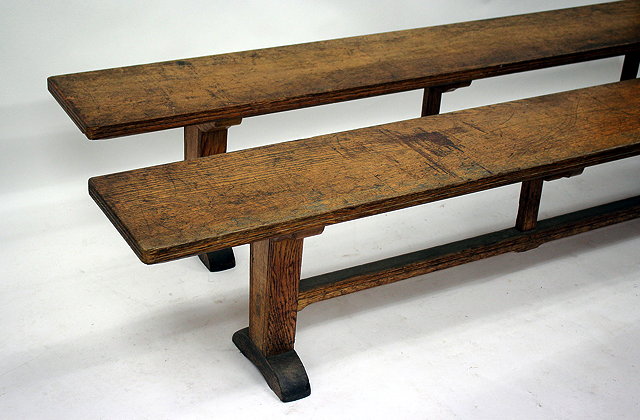 Appraisal: A PAIR OF ARTS AND CRAFTS OAK RECTANGULAR TOPPED BENCHES