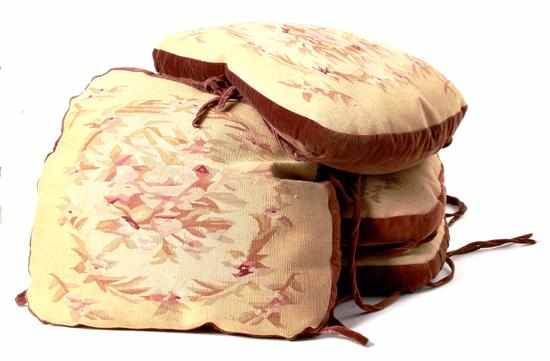 Appraisal: Aubusson seat cushions overstuffed Aubusson covers with felt backing and