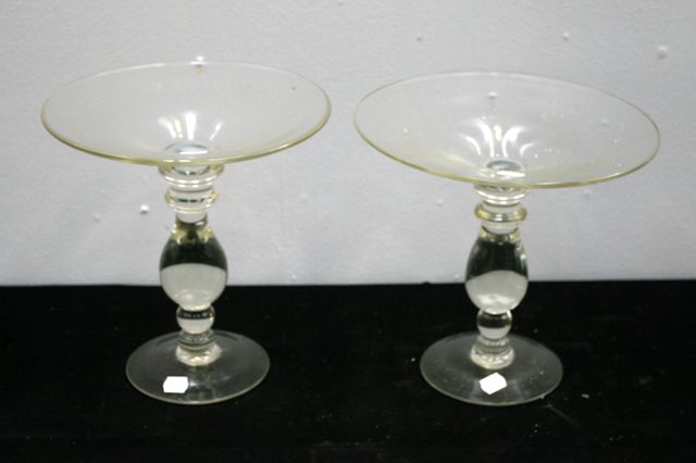 Appraisal: A pair of hand wrought glass compots cm high diameter